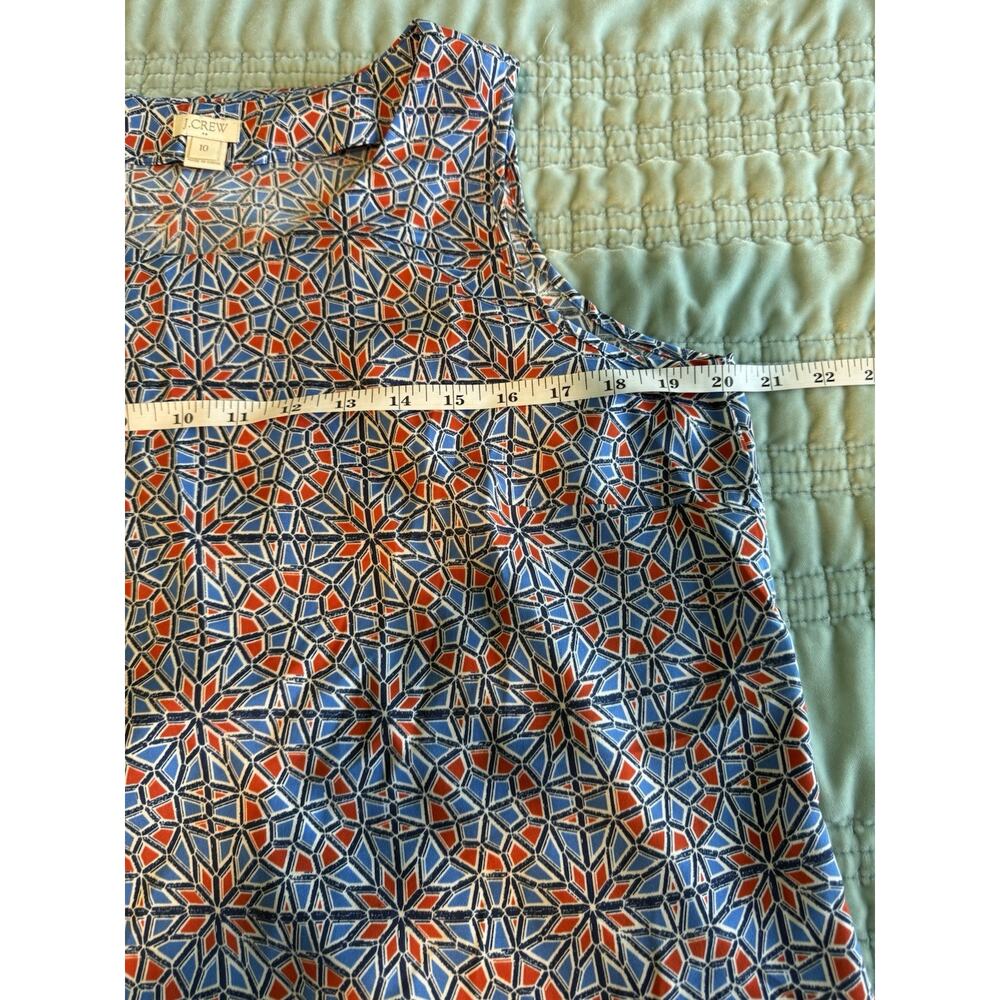J.Crew Women's Sleeveless Blouse Size 10 Med Draped Back Geometric - Picture 5 of 7